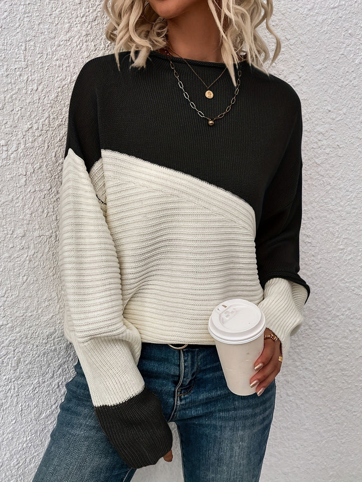 Zelda | Chic Drop Shoulder Color Block Sweater