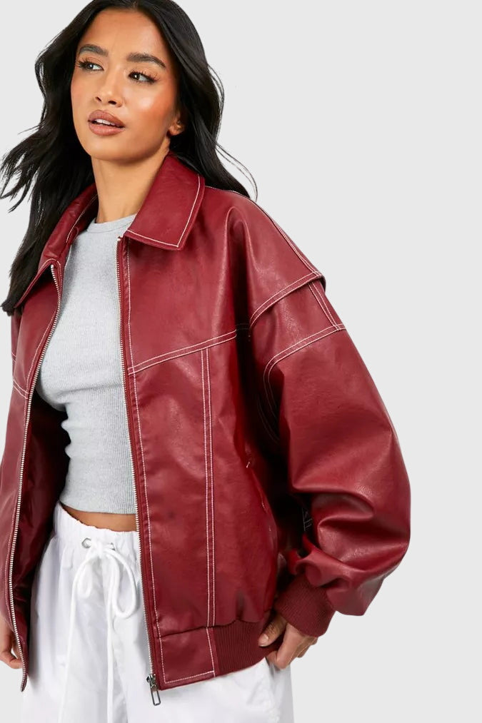 Faye | Casual Oversized Leather-Style Jacket
