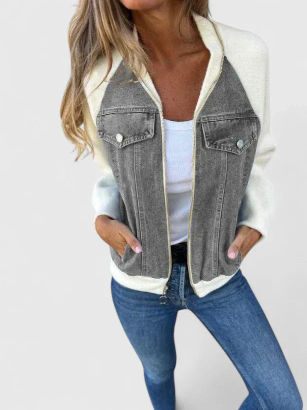 Zoeylynn | Casual Denim Patchwork Zip-Up Jacket