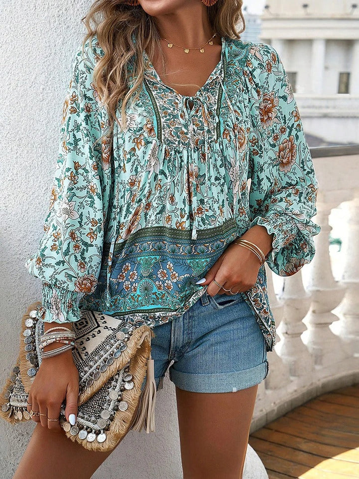 Stella | Boho Floral Ruffle Blouse
