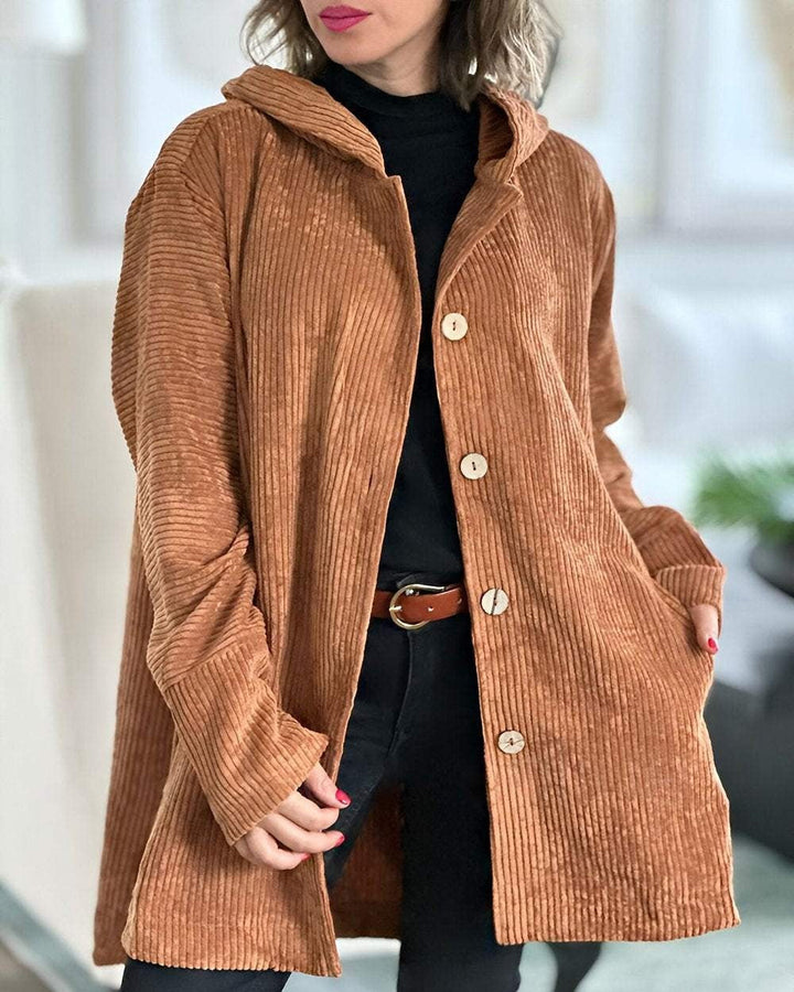 Valea | Cozy Corduroy Hooded Button Jacket