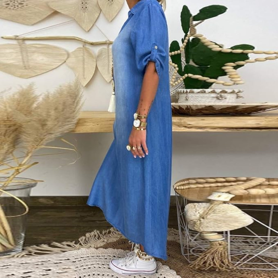 Elise | V-Neck Denim Dress