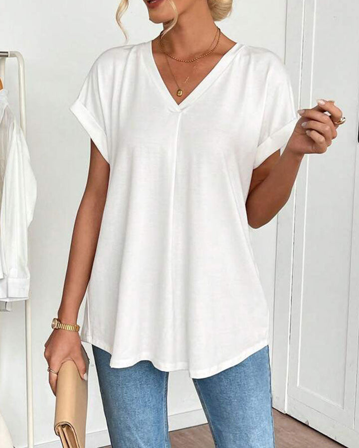 April | Patchwork V-Neck Blouse