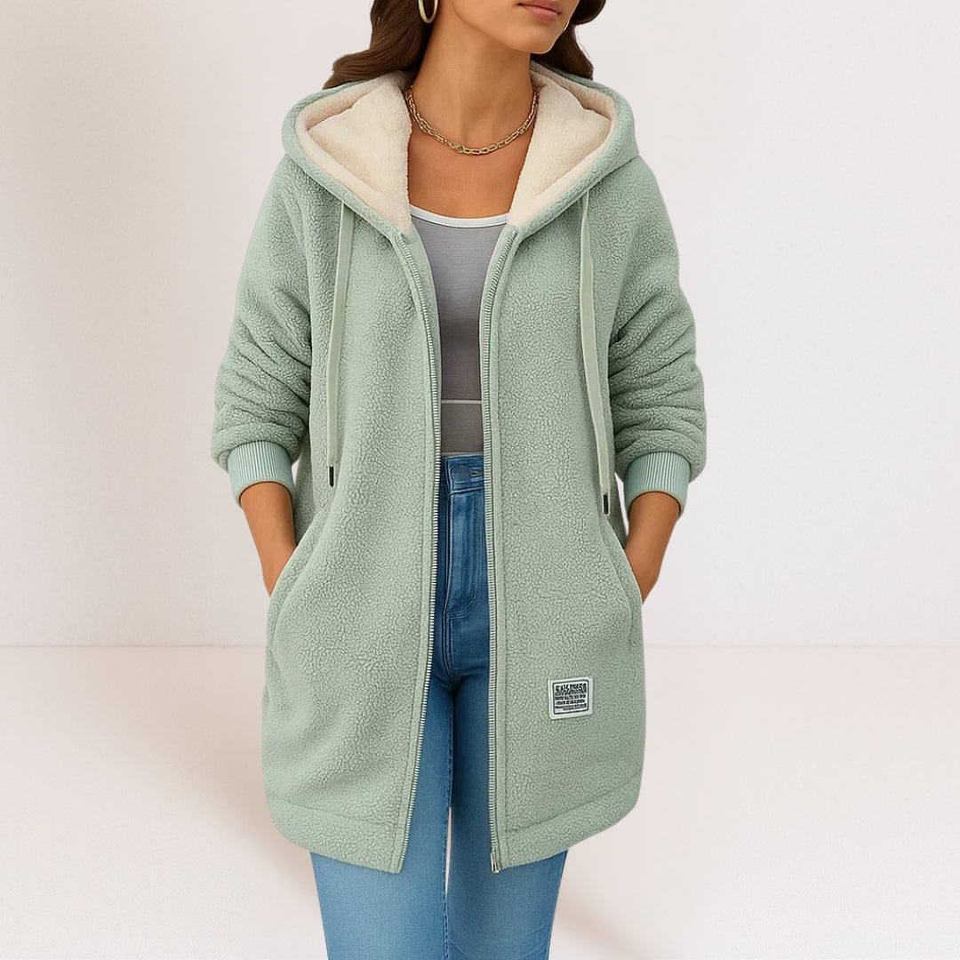 Lucetta | Cozy Hooded Plush Long Jacket