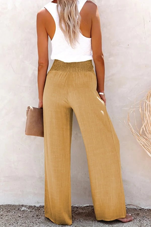 Lyka | Smocked High-Waist Pants