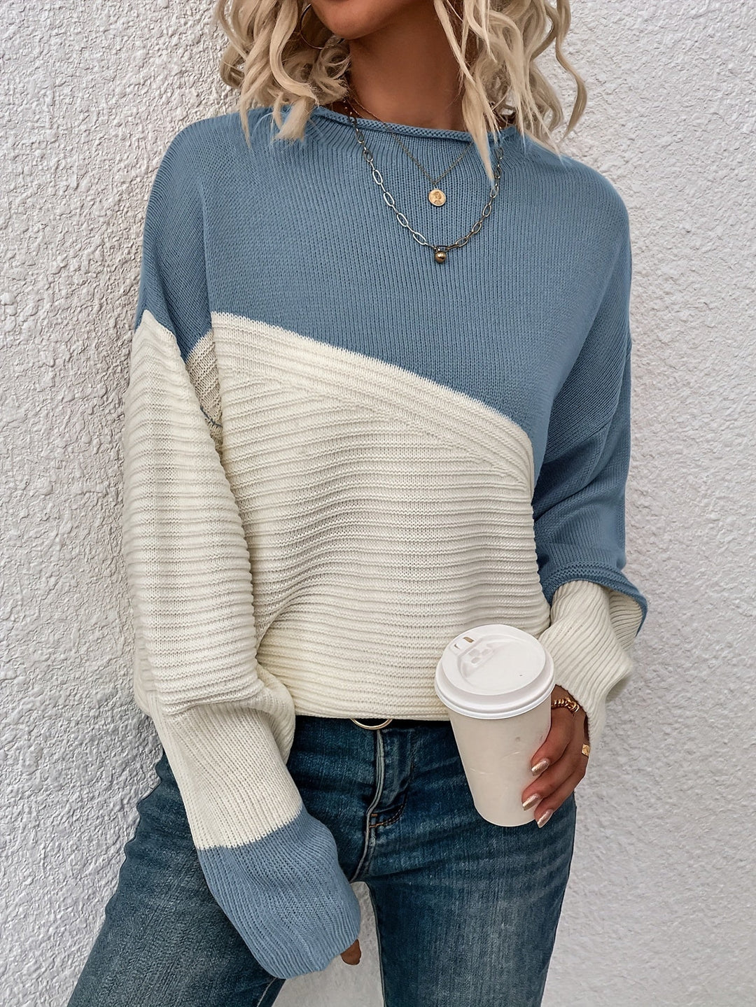 Zelda | Chic Drop Shoulder Color Block Sweater