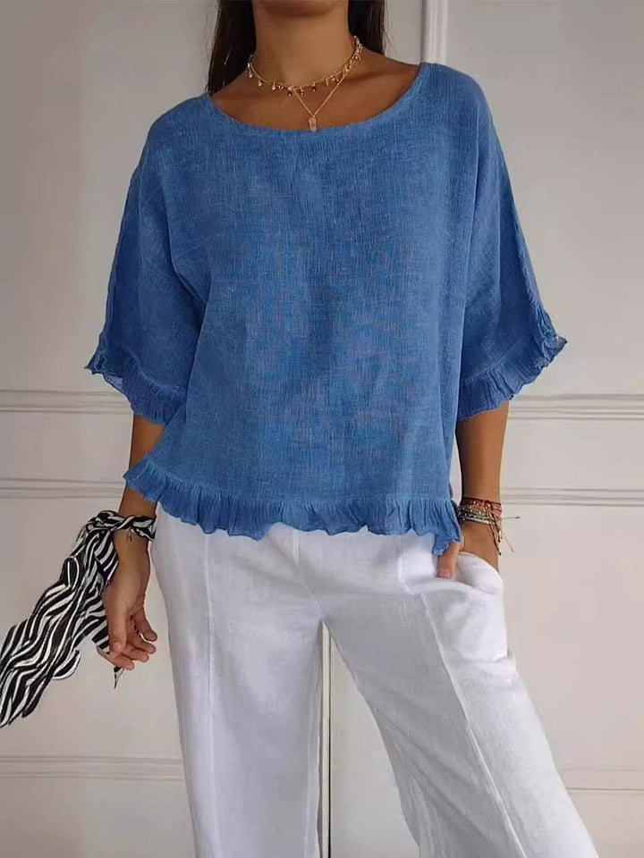Marites | Ruffle Mid-Sleeve Blouse