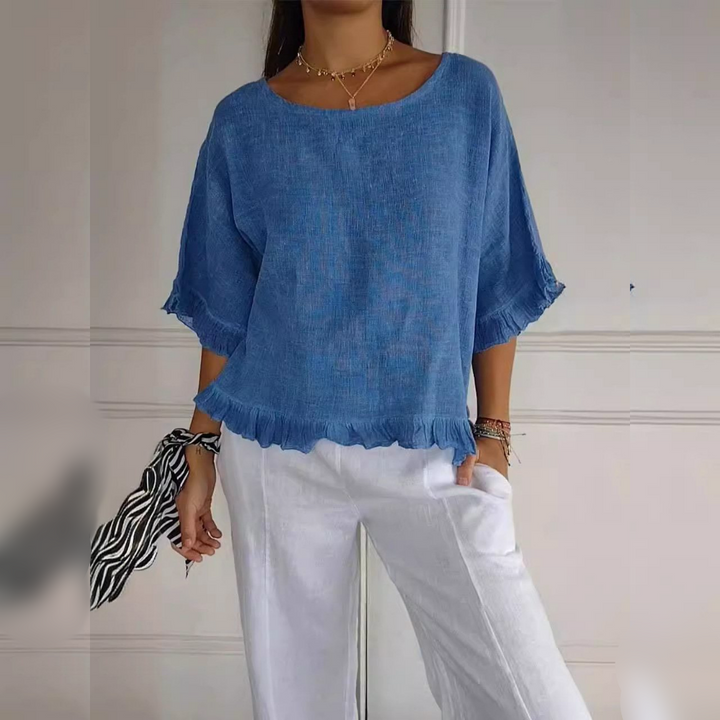 Marites | Ruffle Mid-Sleeve Blouse