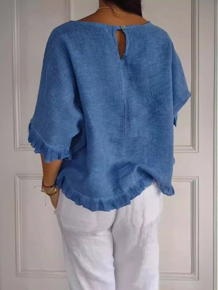 Marites | Ruffle Mid-Sleeve Blouse