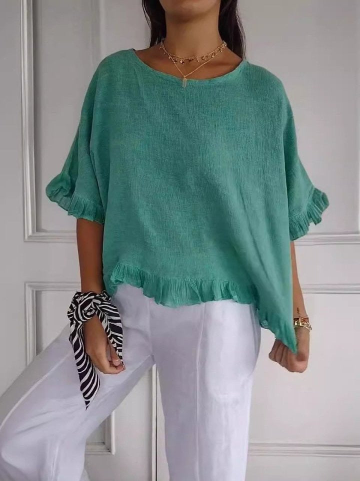 Marites | Ruffle Mid-Sleeve Blouse