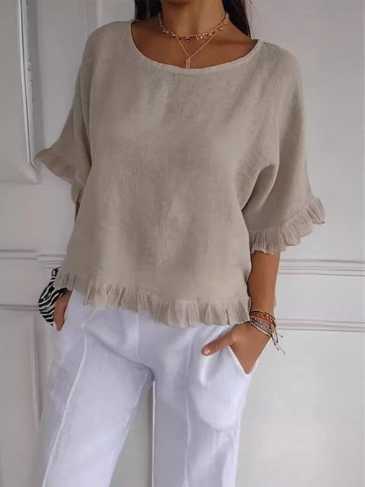 Marites | Ruffle Mid-Sleeve Blouse