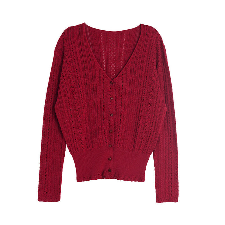 Milena | Lightweight V-Neck Cardigan with Textured Knit Pattern