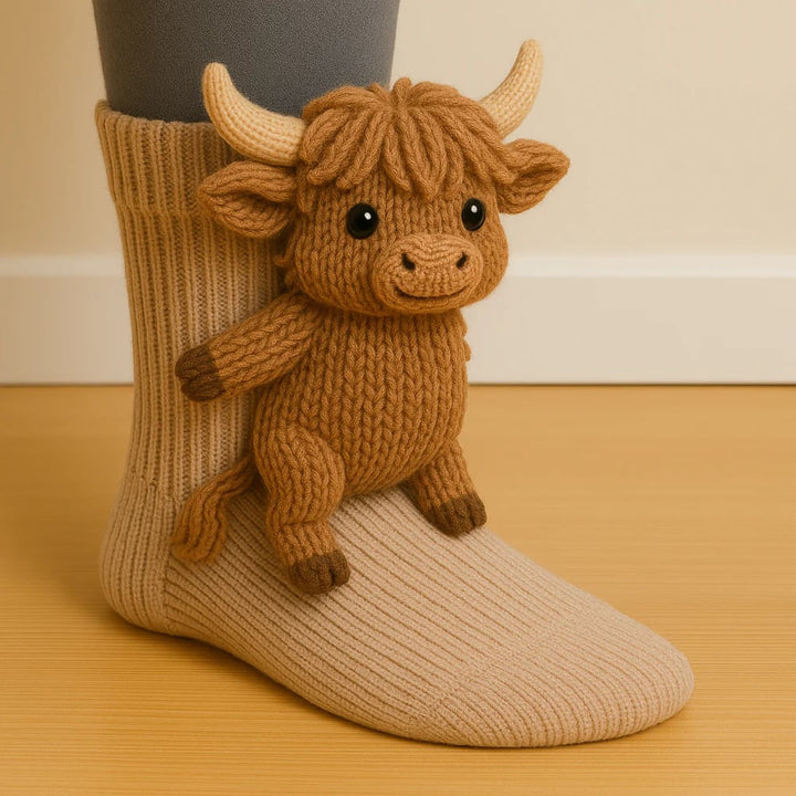 Aristea | Playful Animal-Knit Cozy Socks