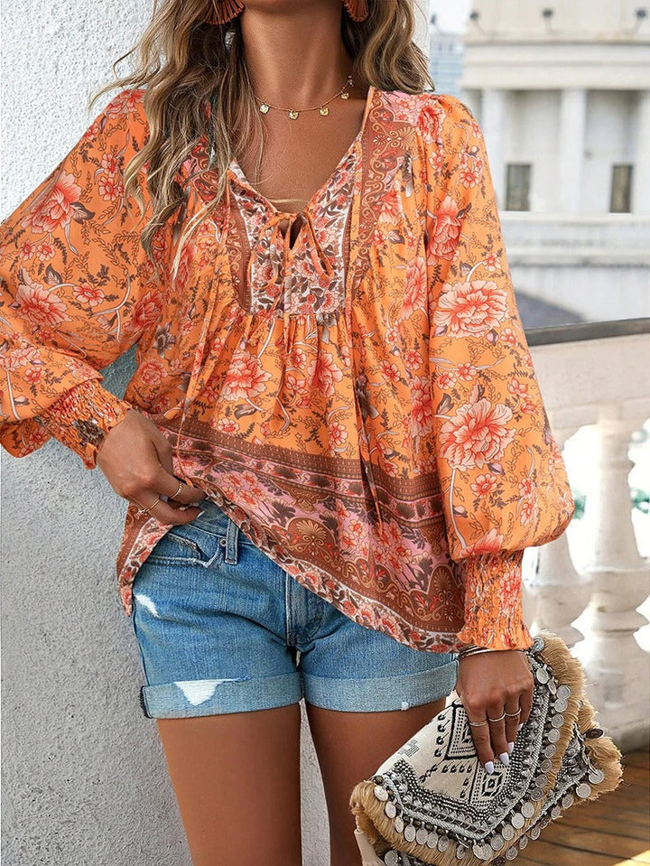 Stella | Boho Floral Ruffle Blouse