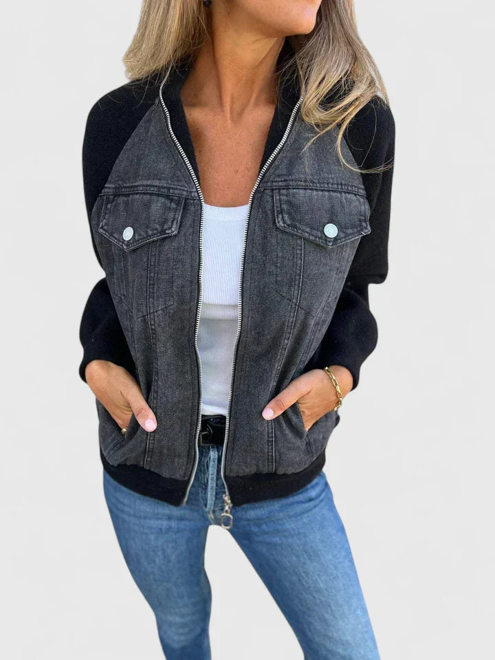 Zoeylynn | Casual Denim Patchwork Zip-Up Jacket