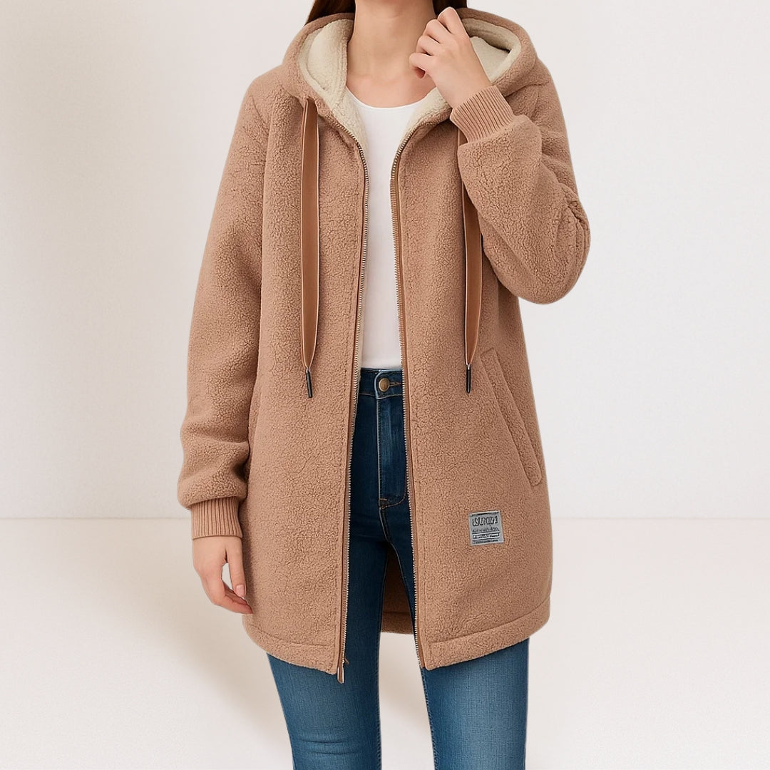 Lucetta | Cozy Hooded Plush Long Jacket