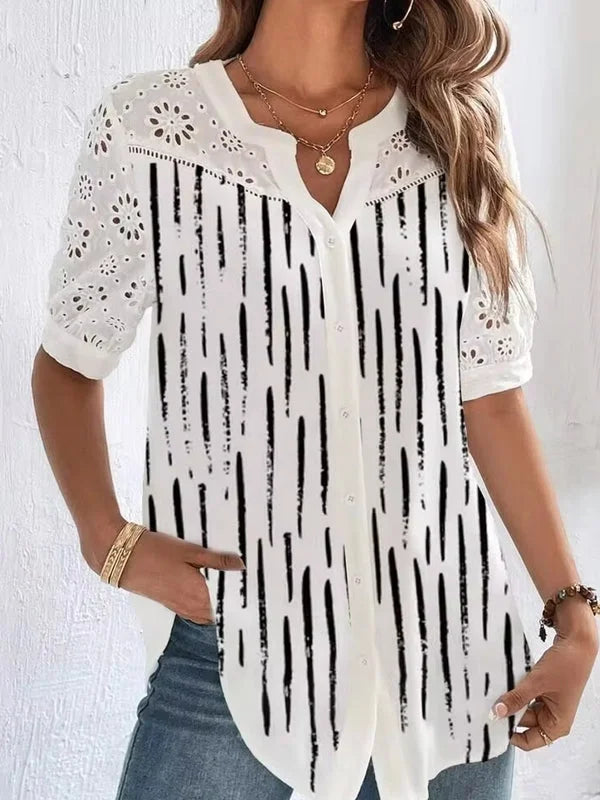 Mecca | Embroidered Short Sleeve Blouse