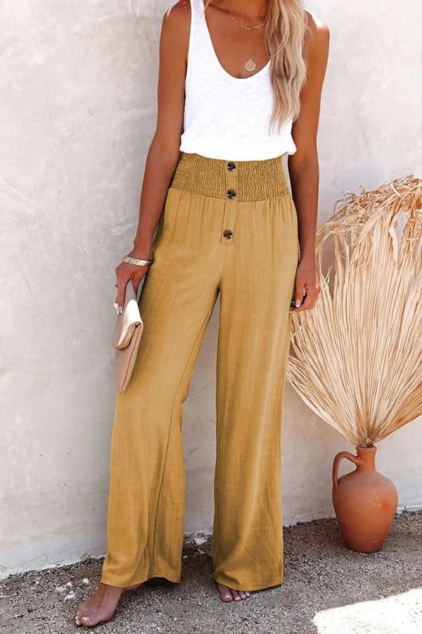 Lyka | Smocked High-Waist Pants
