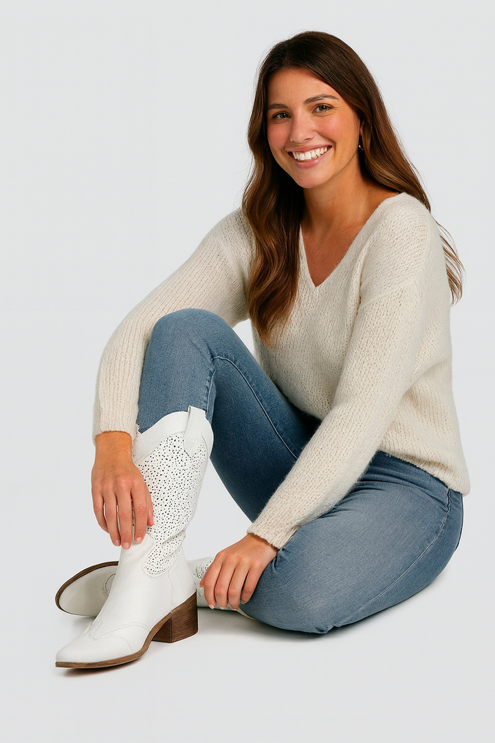 Adalyn | Classic Low Heel Stylish Cowboy Boots