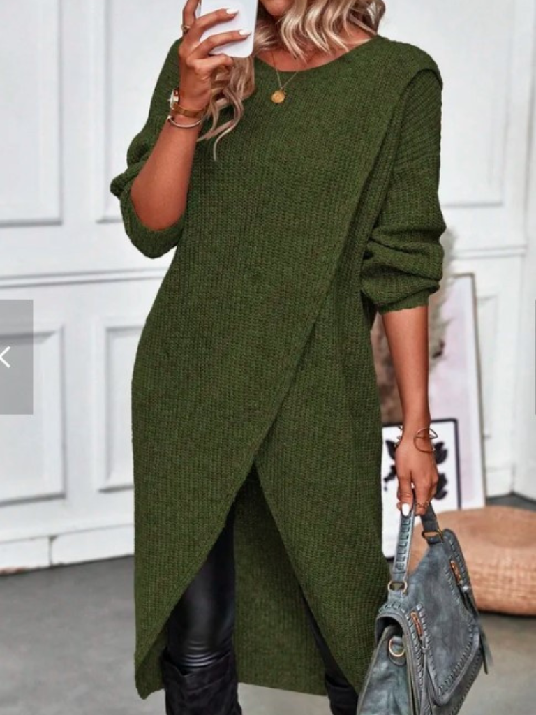 Inara | Elegant Long-Sleeve Wrap Knit Dress