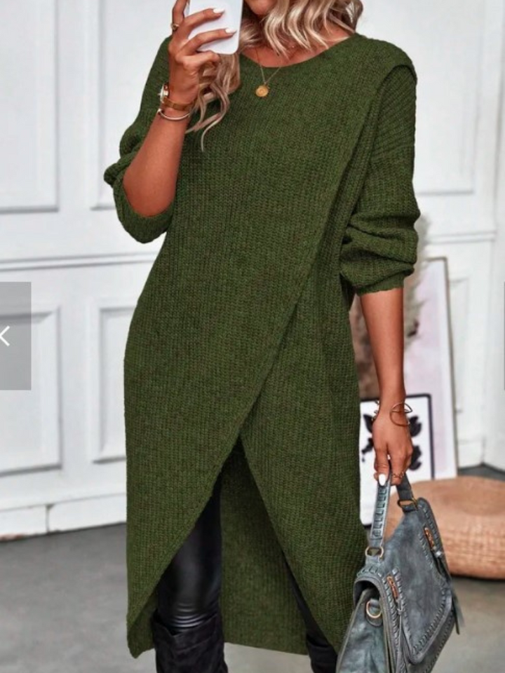 Inara | Elegant Long-Sleeve Wrap Knit Dress