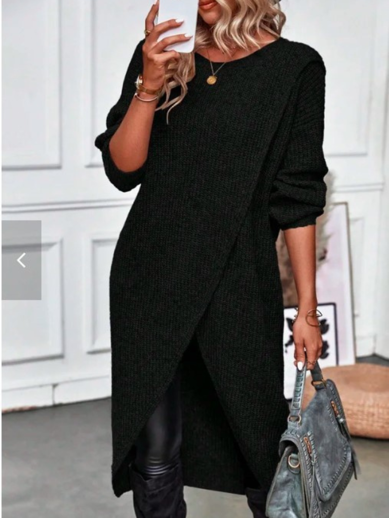 Inara | Elegant Long-Sleeve Wrap Knit Dress