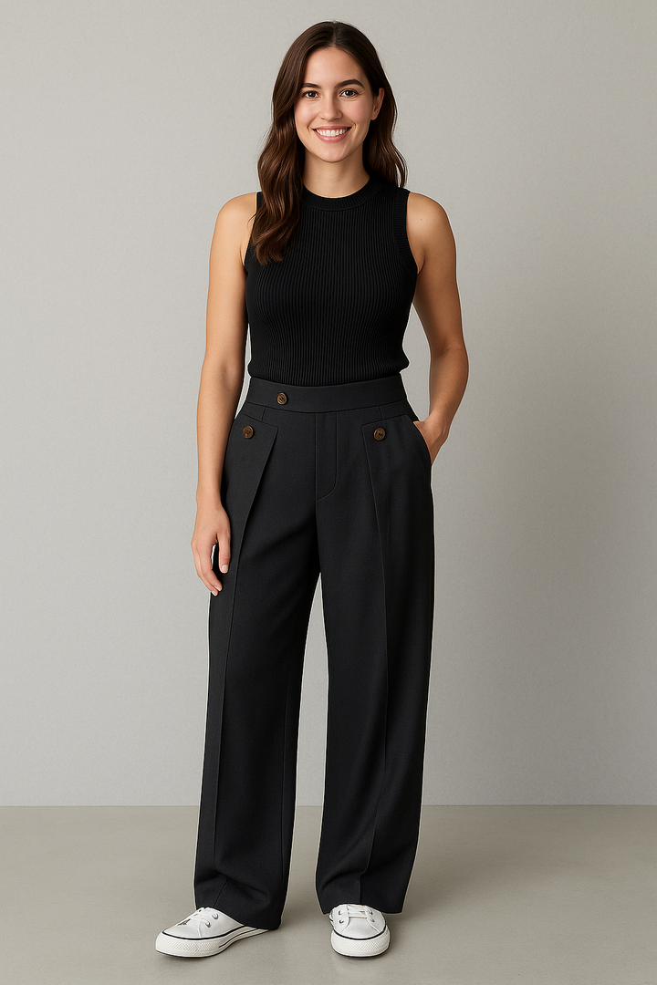 Coo | Classic High-Waist Straight-Leg Pants