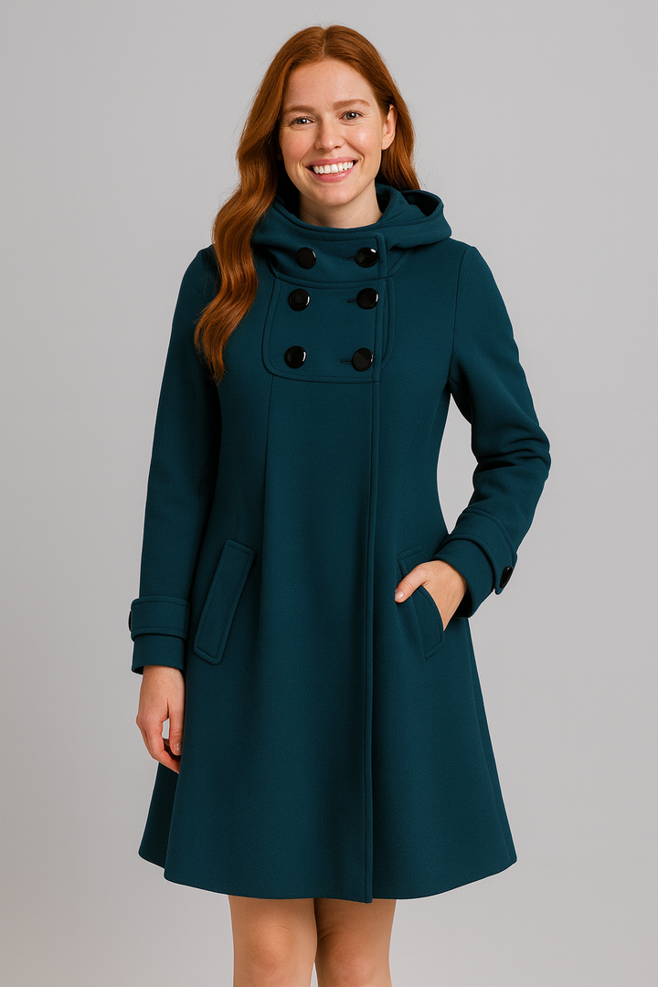 Corinne | Elegant Button-Up Hooded Winter Coat