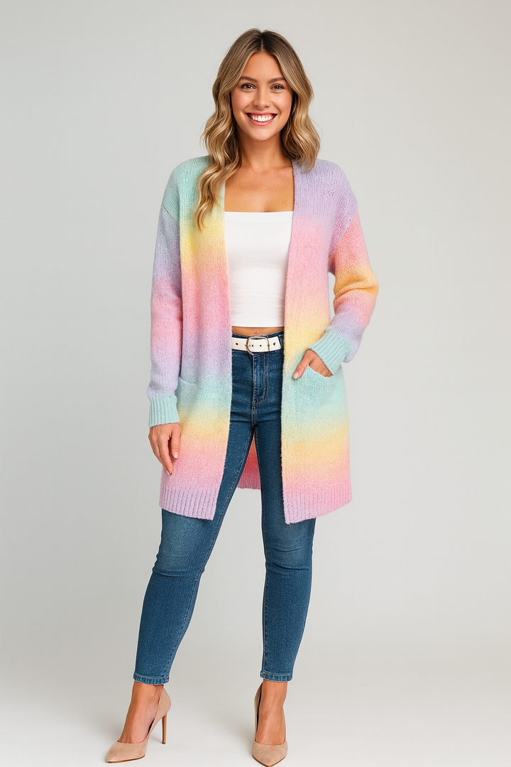 Cosette | Elegant Open-Front Gradient Cardigan