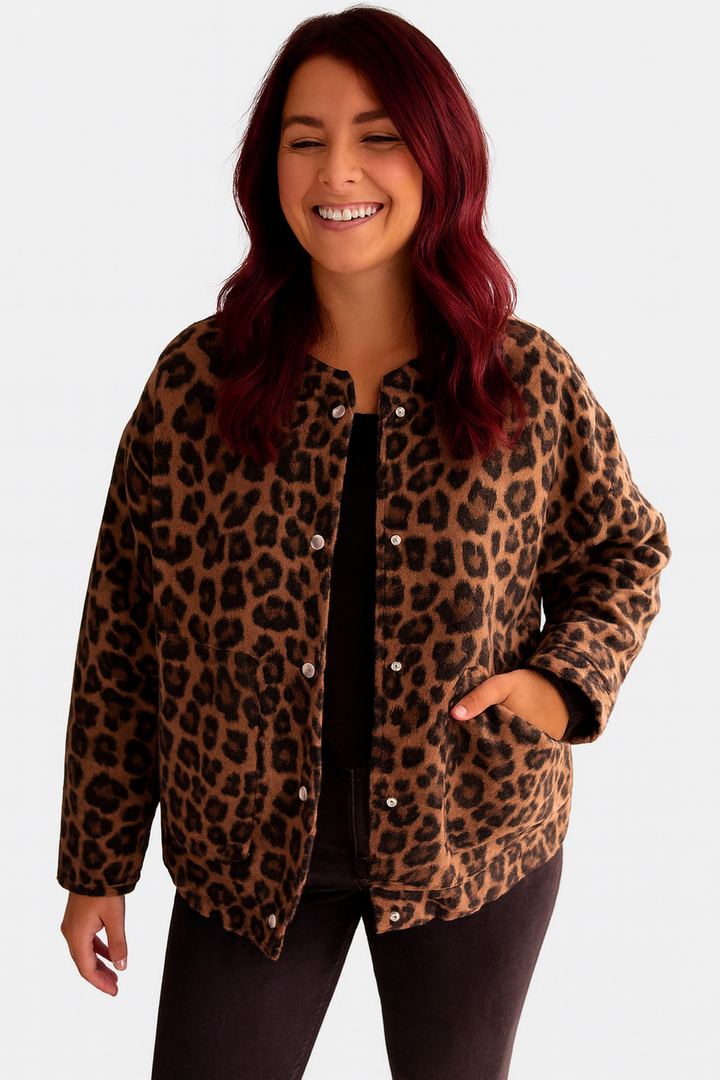 Cyra | Leopard Print Casual Jacket with Pockets