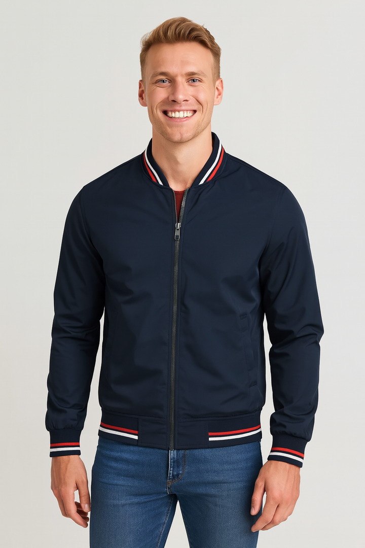 Damian | Varsity Style Bomber Full Zip Jacket