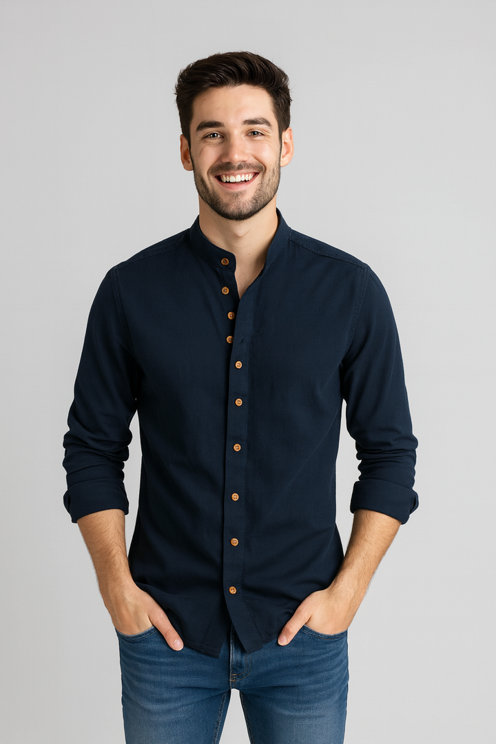 Damon | Modern Slim Fit Stand-Up Collar Shirt