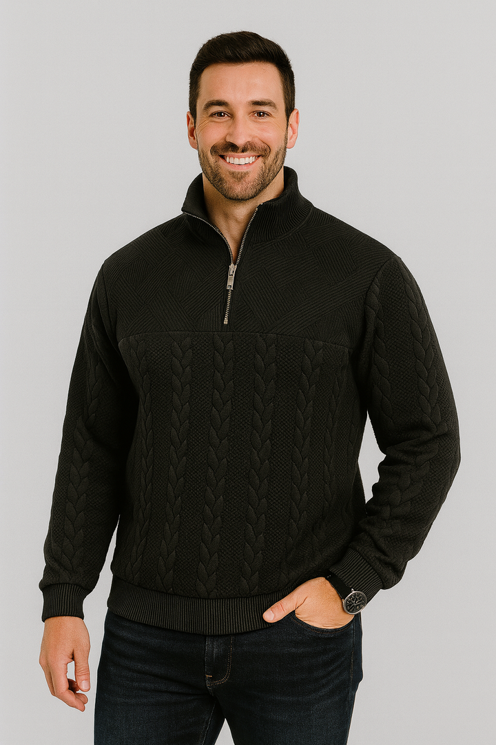 Dax | Stylish Jacquard Knit Quarter-Zip Sweater