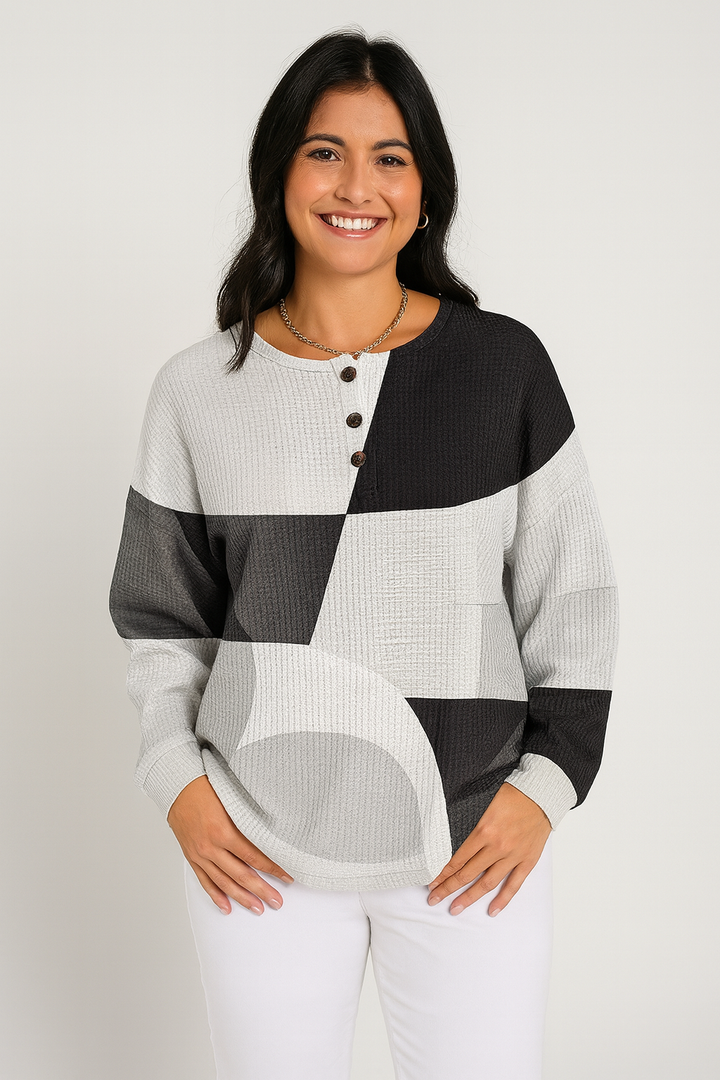 Ella | Cozy Geometric Textured Knit Sweater