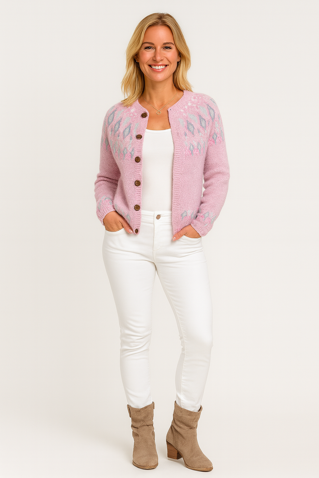 Elva | Loose-Knit Cardigan with Patterned Design