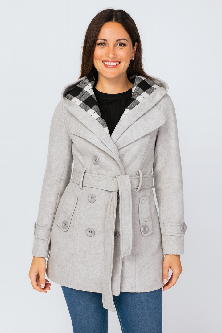 Evelyn | Elegant Double-Breasted Hooded Winter Coat