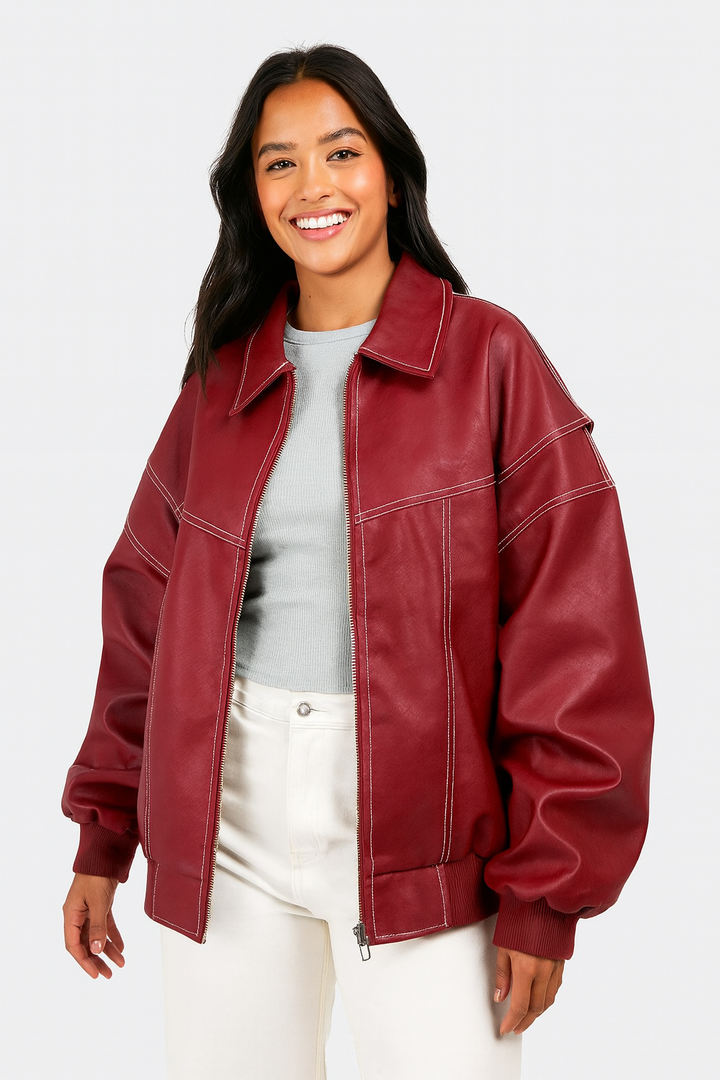 Faye | Casual Oversized Leather-Style Jacket