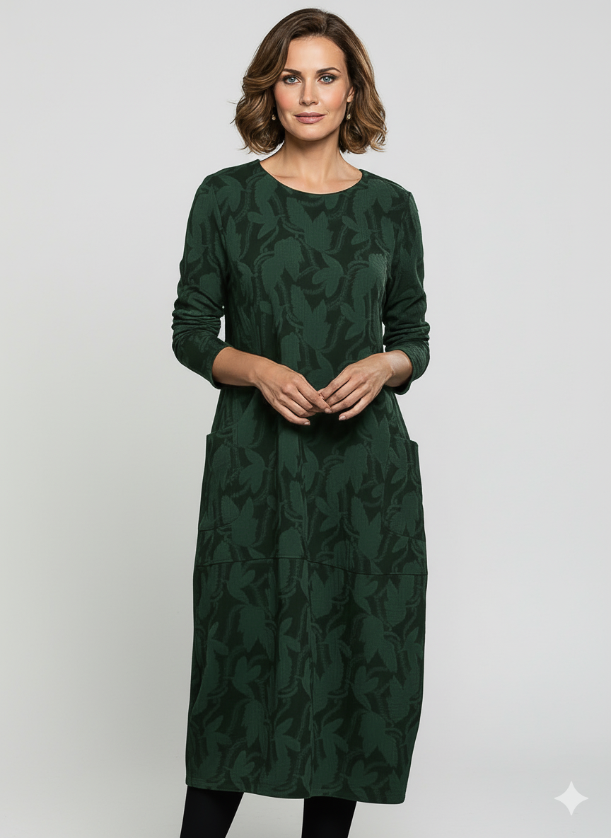 Kalina | Elegant Long-Sleeve Drape Dress