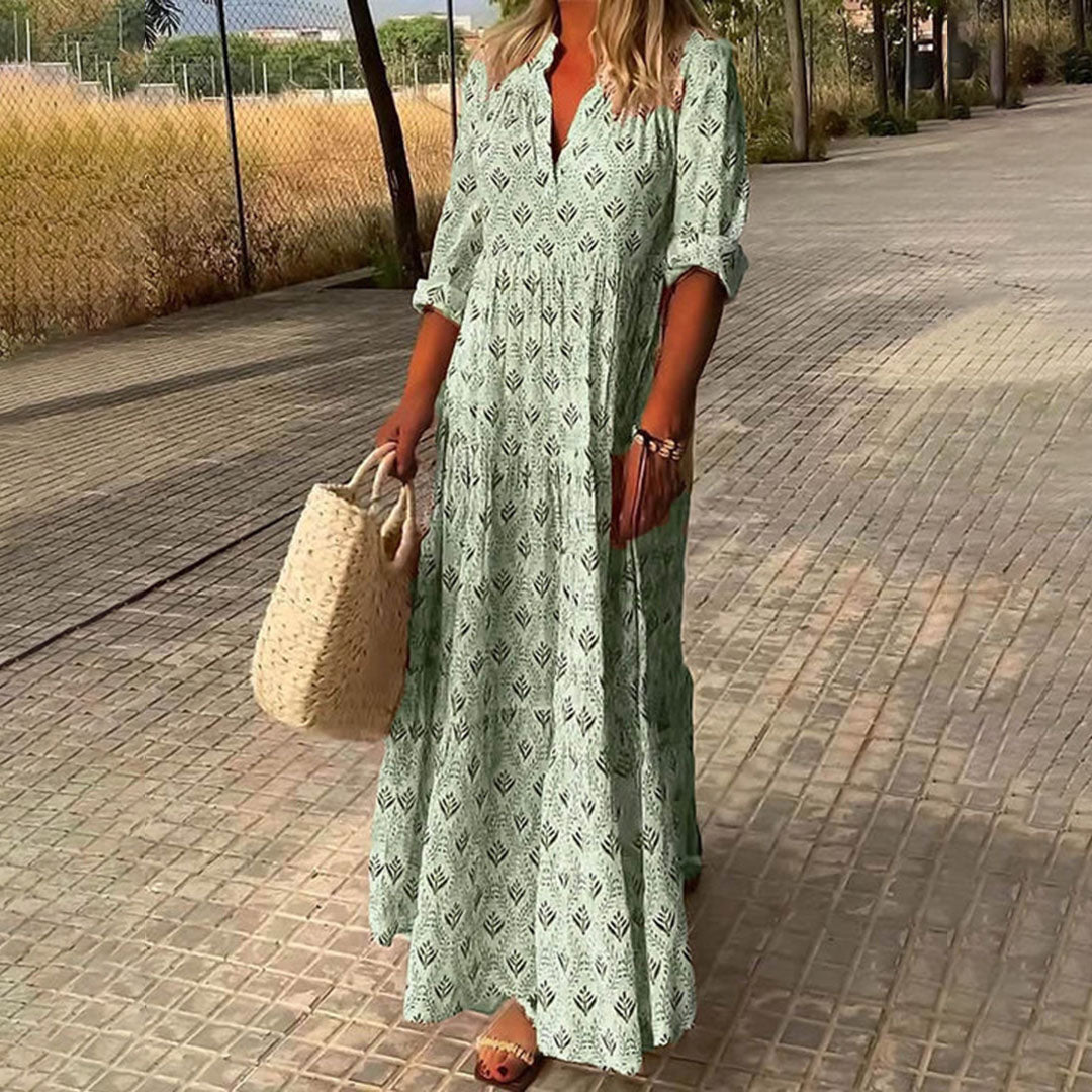 Angela | Boho Maxi V-Neck Dress