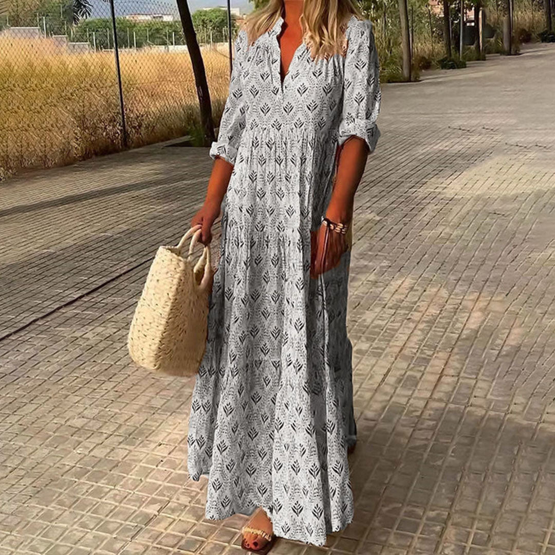 Angela | Boho Maxi V-Neck Dress