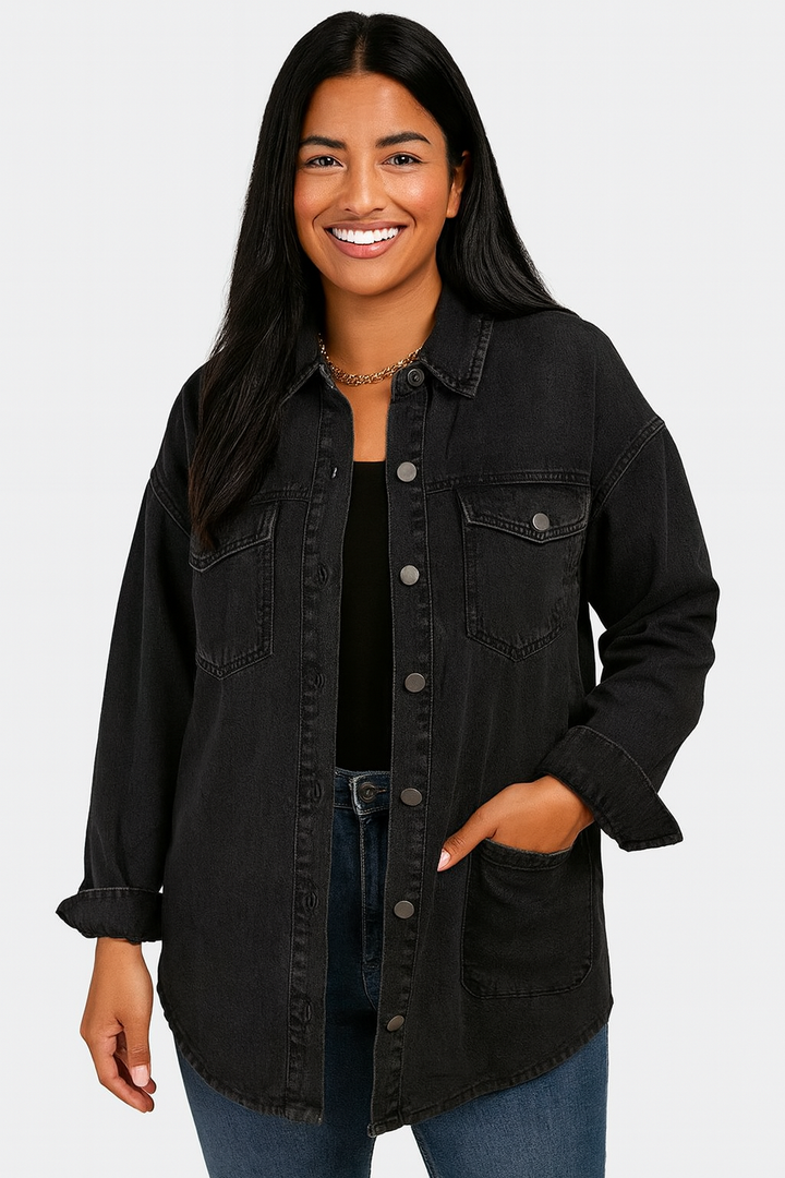 Hailee | Oversized Denim Jacket with Button Front