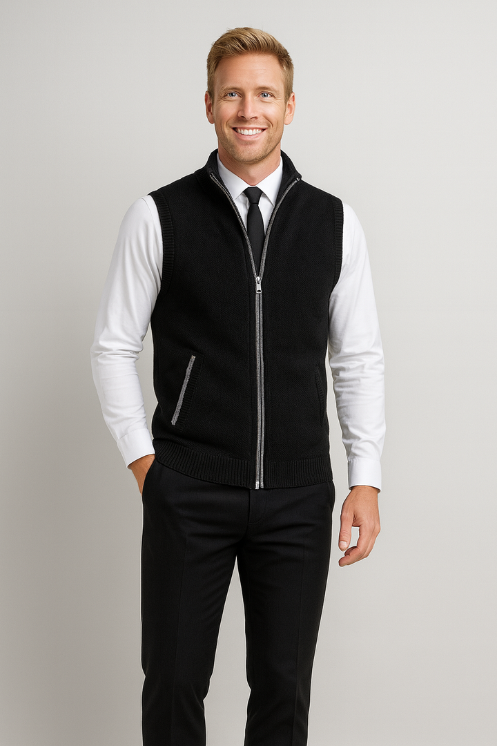Harrison | Refined Full Zip Vest with Structured Collar