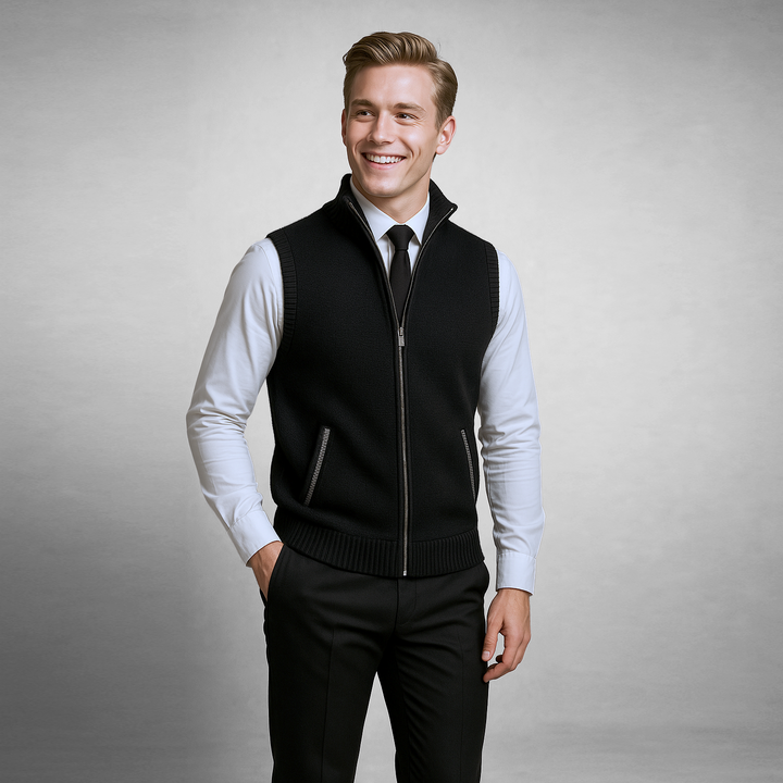 Harrison | Refined Full Zip Vest with Structured Collar