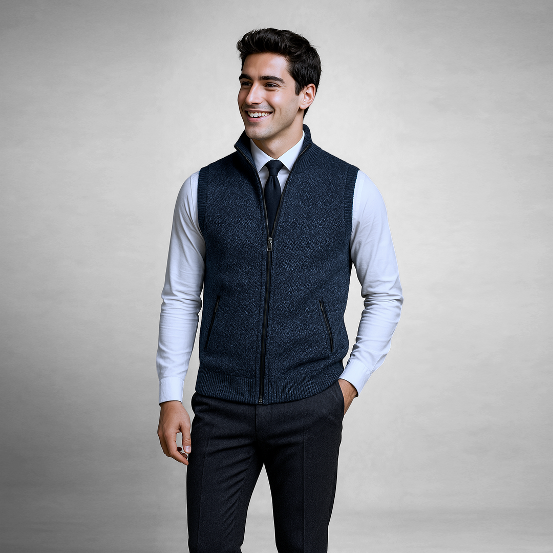 Harrison | Refined Full Zip Vest with Structured Collar