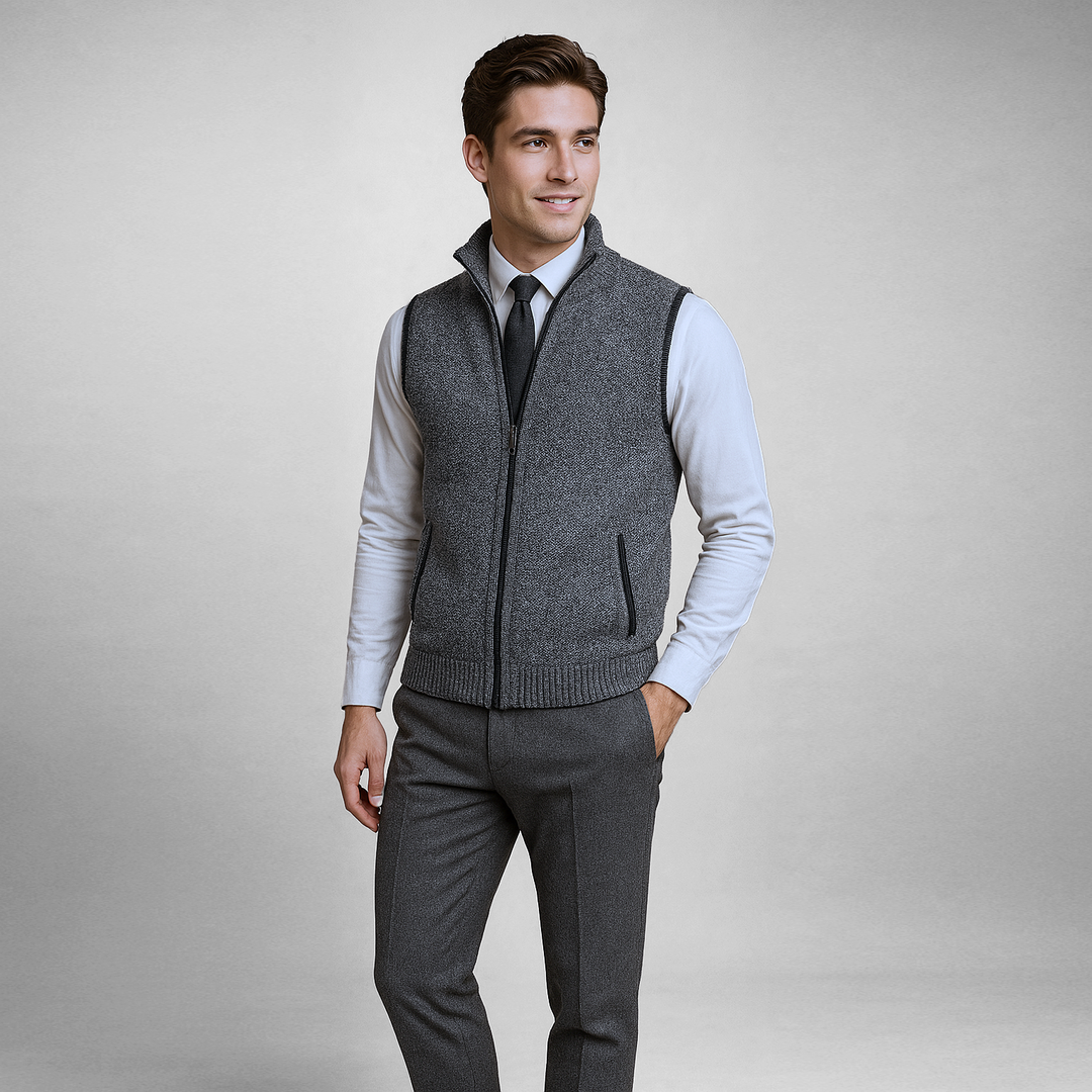 Harrison | Refined Full Zip Vest with Structured Collar