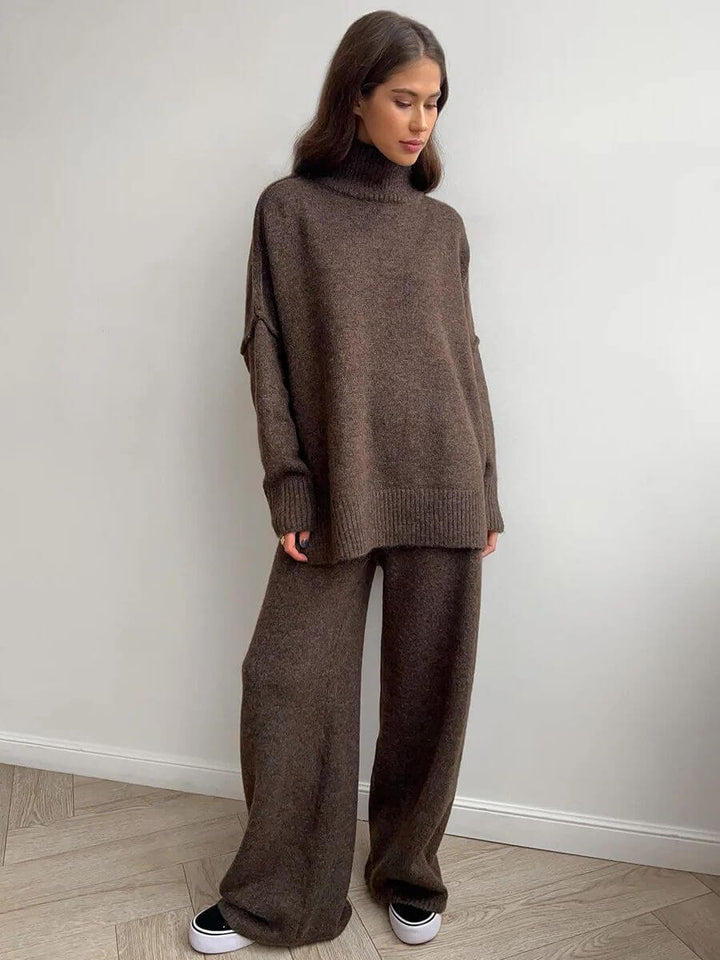 Liora | Minimalist Knit Set with Chic Turtleneck Top