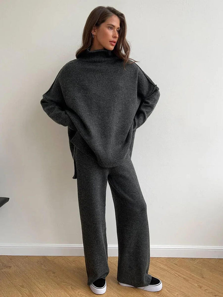 Liora | Minimalist Knit Set with Chic Turtleneck Top