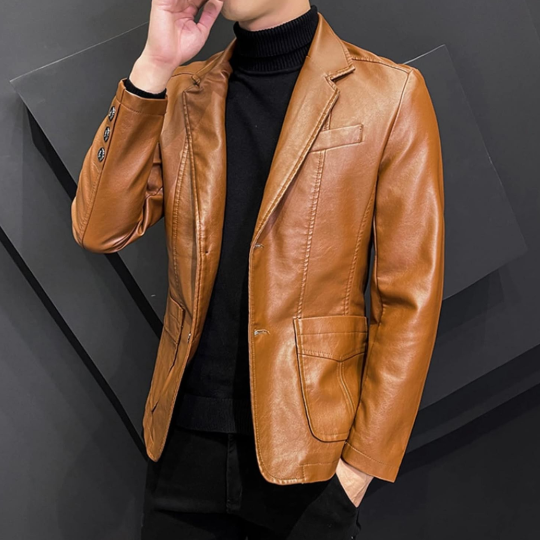 Kelvin  | Vintage Leather Jacket with Classic Tailored Fit