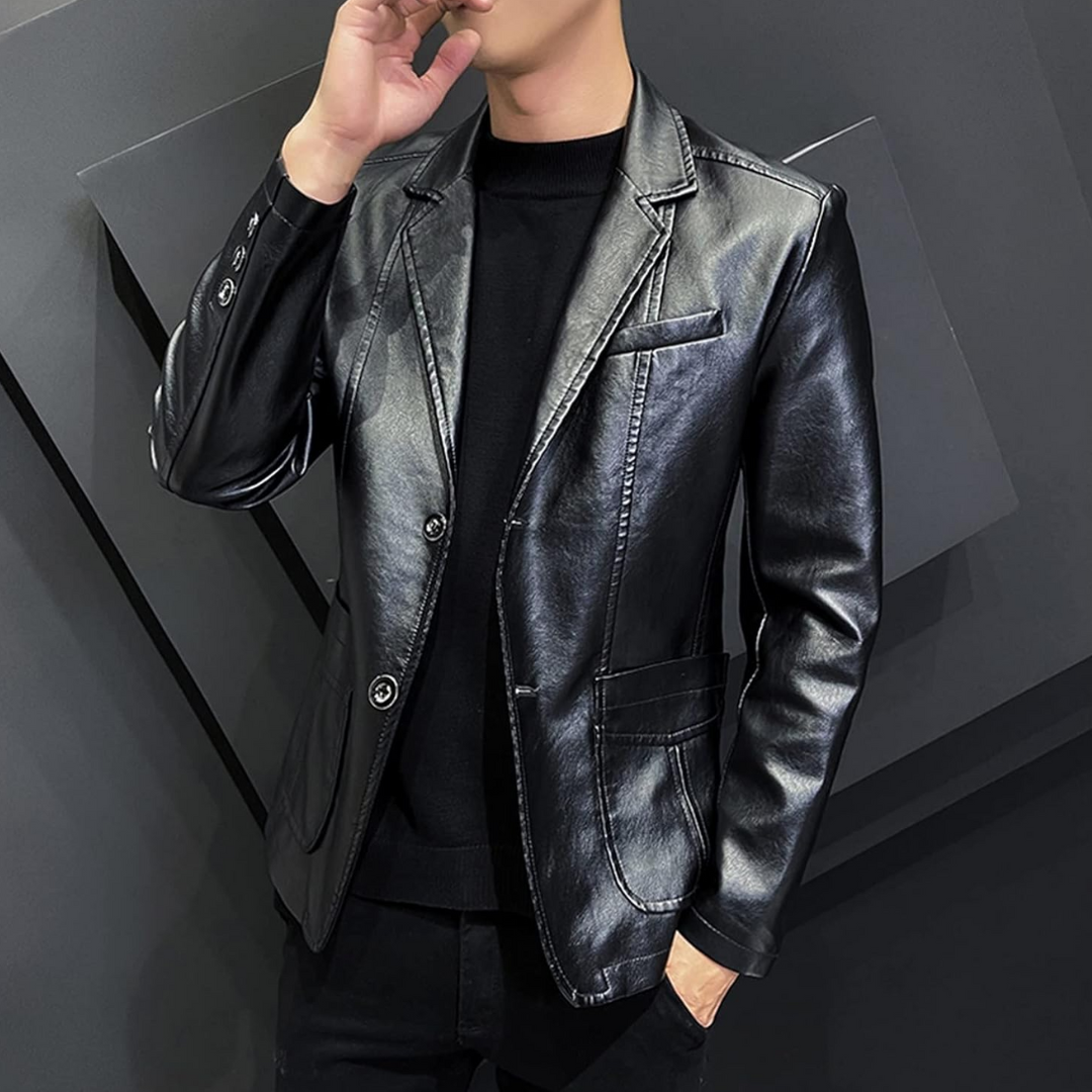 Kelvin  | Vintage Leather Jacket with Classic Tailored Fit