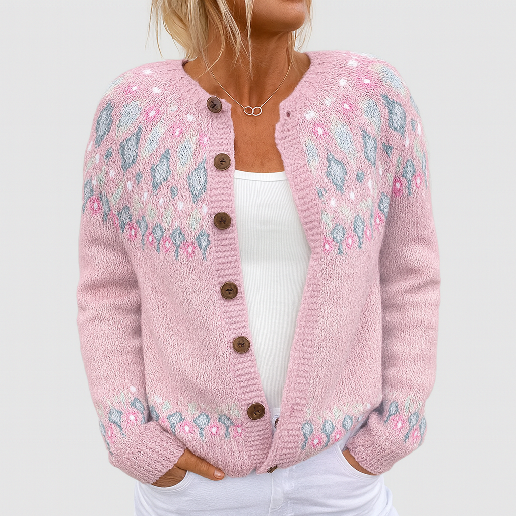 Elva | Loose-Knit Cardigan with Patterned Design